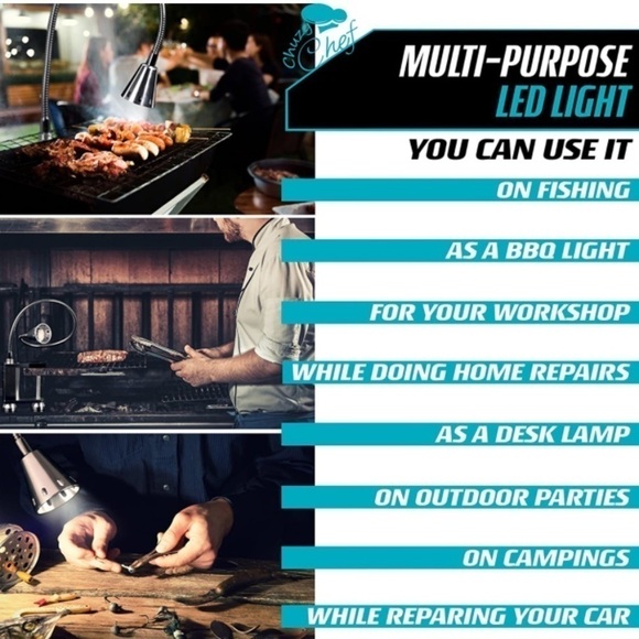 Brand New Magnetic BBQ LED Grill Light Adjustable Flexible Gooseneck Clamp - Picture 6 of 9